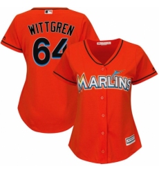 Women's Majestic Miami Marlins #64 Nick Wittgren Authentic Orange Alternate 1 Cool Base MLB Jersey