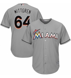 Youth Majestic Miami Marlins #64 Nick Wittgren Authentic Grey Road Cool Base MLB Jersey