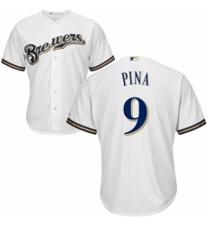 Youth Majestic Milwaukee Brewers #9 Manny Pina Replica Navy Blue Alternate Cool Base MLB Jersey