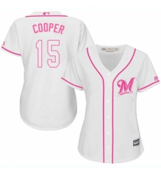 Women's Majestic Milwaukee Brewers #15 Cecil Cooper Authentic White Fashion Cool Base MLB Jersey