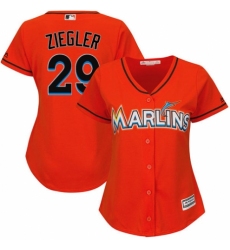 Women's Majestic Miami Marlins #29 Brad Ziegler Authentic Orange Alternate 1 Cool Base MLB Jersey