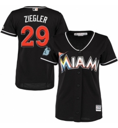 Women's Majestic Miami Marlins #29 Brad Ziegler Replica Black Alternate 2 Cool Base MLB Jersey