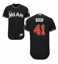 Men's Majestic Miami Marlins #41 Justin Bour Black Alternate Flex Base Authentic Collection MLB Jersey