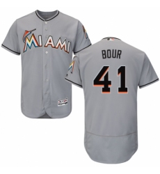 Men's Majestic Miami Marlins #41 Justin Bour Grey Road Flex Base Authentic Collection MLB Jersey