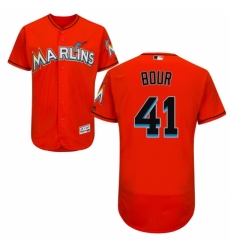 Men's Majestic Miami Marlins #41 Justin Bour Orange Alternate Flex Base Authentic Collection MLB Jersey