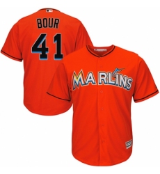 Youth Majestic Miami Marlins #41 Justin Bour Authentic Orange Alternate 1 Cool Base MLB Jersey