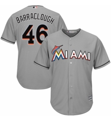 Youth Majestic Miami Marlins #46 Kyle Barraclough Authentic Grey Road Cool Base MLB Jersey