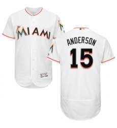 Men's Majestic Miami Marlins #15 Brian Anderson White Home Flex Base Authentic Collection MLB Jersey