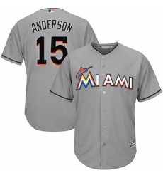 Youth Majestic Miami Marlins #15 Brian Anderson Authentic Grey Road Cool Base MLB Jersey