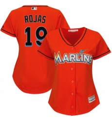 Women's Majestic Miami Marlins #19 Miguel Rojas Authentic Orange Alternate 1 Cool Base MLB Jersey