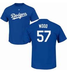 MLB Nike Los Angeles Dodgers #57 Alex Wood Royal Blue Name & Number T-Shirt