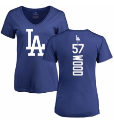 MLB Women's Nike Los Angeles Dodgers #57 Alex Wood Royal Blue Backer T-Shirt