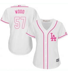 Women's Majestic Los Angeles Dodgers #57 Alex Wood Authentic White Fashion Cool Base MLB Jersey