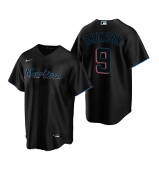 Men's Nike Miami Marlins #9 Lewis Brinson Black Alternate Stitched Baseball Jersey