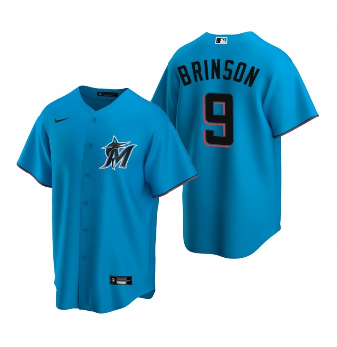 Men's Nike Miami Marlins #9 Lewis Brinson Blue Alternate Stitched Baseball Jersey