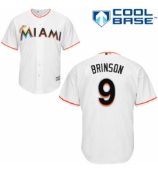 Youth Majestic Miami Marlins #9 Lewis Brinson Authentic White Home Cool Base MLB Jersey