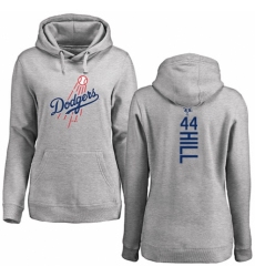 MLB Women's Nike Los Angeles Dodgers #44 Rich Hill Ash Backer Pullover Hoodie