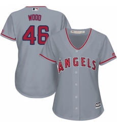 Women's Majestic Los Angeles Angels of Anaheim #46 Blake Wood Replica Grey Road Cool Base MLB Jersey