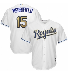 Men's Majestic Kansas City Royals #15 Whit Merrifield Replica White Home Cool Base MLB Jersey