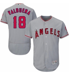 Men's Majestic Los Angeles Angels of Anaheim #18 Luis Valbuena Grey Road Flex Base Authentic Collection MLB Jersey