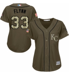 Women's Majestic Kansas City Royals #33 Brian Flynn Authentic Green Salute to Service MLB Jersey