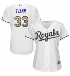 Women's Majestic Kansas City Royals #33 Brian Flynn Authentic White Home Cool Base MLB Jersey