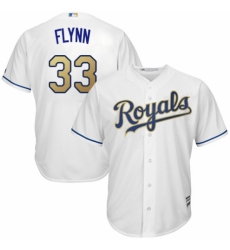 Youth Majestic Kansas City Royals #33 Brian Flynn Replica White Home Cool Base MLB Jersey