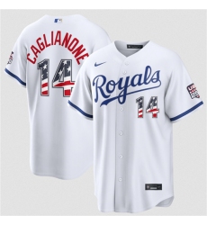Men's Kansas City Royals #14 Jac Caglianone White USA 250 Fourth of July Stitched Baseball Jersey