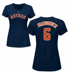 MLB Women's Nike Houston Astros #6 Jake Marisnick Navy Blue Name & Number T-Shirt