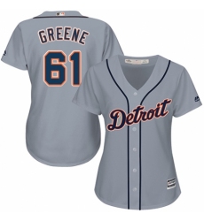 Women's Majestic Detroit Tigers #61 Shane Greene Replica Grey Road Cool Base MLB Jersey