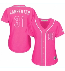 Women's Majestic Detroit Tigers #31 Ryan Carpenter Replica Pink Fashion Cool Base MLB Jersey