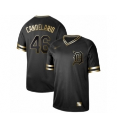 Men's Detroit Tigers #46 Jeimer Candelario Authentic Black Gold Fashion Baseball Jersey