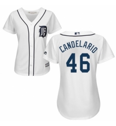 Women's Majestic Detroit Tigers #46 Jeimer Candelario Replica White Home Cool Base MLB Jersey