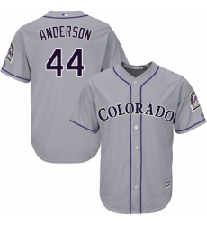 Youth Majestic Colorado Rockies #44 Tyler Anderson Replica Grey Road Cool Base MLB Jersey