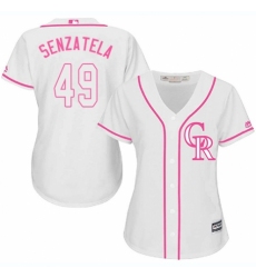 Women's Majestic Colorado Rockies #49 Antonio Senzatela Authentic White Fashion Cool Base MLB Jersey