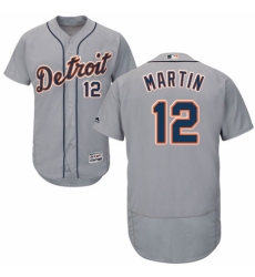 Men's Majestic Detroit Tigers #12 Leonys Martin Grey Road Flex Base Authentic Collection MLB Jersey