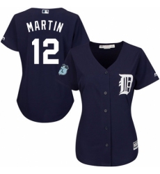 Women's Majestic Detroit Tigers #12 Leonys Martin Replica Navy Blue Alternate Cool Base MLB Jersey