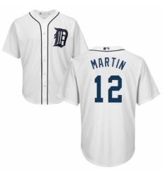 Youth Majestic Detroit Tigers #12 Leonys Martin Replica White Home Cool Base MLB Jersey