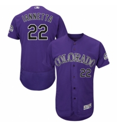 Men's Majestic Colorado Rockies #22 Chris Iannetta Purple Alternate Flex Base Authentic Collection MLB Jersey
