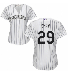 Women's Majestic Colorado Rockies #29 Bryan Shaw Authentic White Home Cool Base MLB Jersey