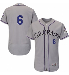 Men's Majestic Colorado Rockies #6 Daniel Castro Grey Road Flex Base Authentic Collection MLB Jersey
