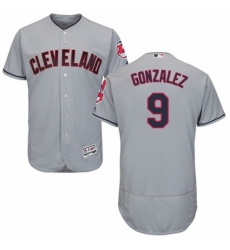Men's Majestic Cleveland Indians #9 Erik Gonzalez Grey Road Flex Base Authentic Collection MLB Jersey