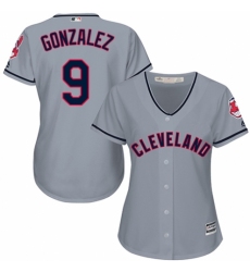 Women's Majestic Cleveland Indians #9 Erik Gonzalez Replica Grey Road Cool Base MLB Jersey