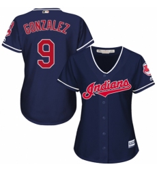 Women's Majestic Cleveland Indians #9 Erik Gonzalez Replica Navy Blue Alternate 1 Cool Base MLB Jersey
