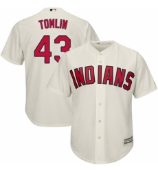 Youth Majestic Cleveland Indians #43 Josh Tomlin Replica Cream Alternate 2 Cool Base MLB Jersey