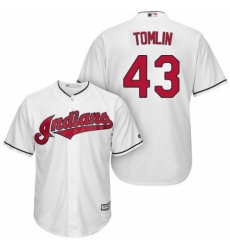 Youth Majestic Cleveland Indians #43 Josh Tomlin Replica White Home Cool Base MLB Jersey
