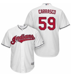 Youth Majestic Cleveland Indians #59 Carlos Carrasco Authentic White Home Cool Base MLB Jersey