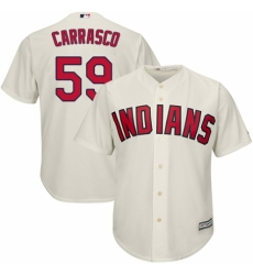 Youth Majestic Cleveland Indians #59 Carlos Carrasco Replica Cream Alternate 2 Cool Base MLB Jersey