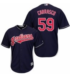 Youth Majestic Cleveland Indians #59 Carlos Carrasco Replica Navy Blue Alternate 1 Cool Base MLB Jersey