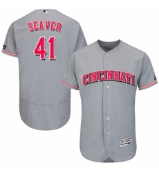 Men's Majestic Cincinnati Reds #41 Tom Seaver Grey Road Flex Base Authentic Collection MLB Jersey